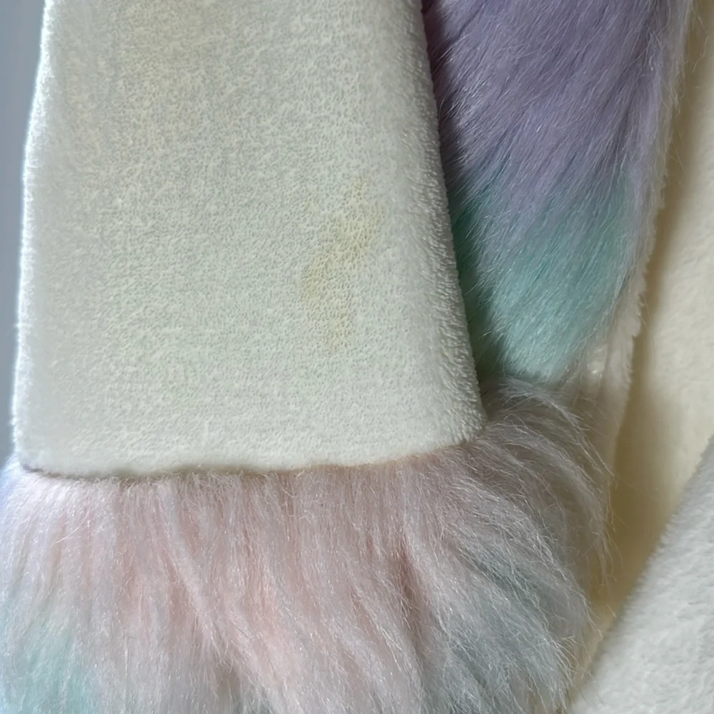 Pottery Barn Teen Unicorn Rainbow Faux Fur Robe - Picture 10 of 14